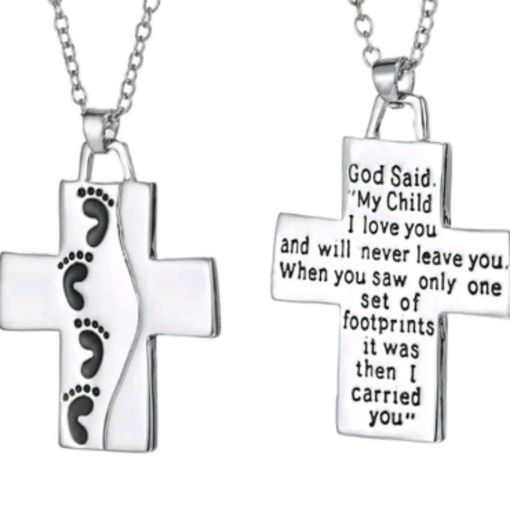 SILVER CROSS NECKLACE/BABY CROSS NWOT